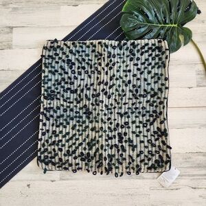 Tonlé Handwoven Pillowcase Navy And Teal Textured NWT 25x25